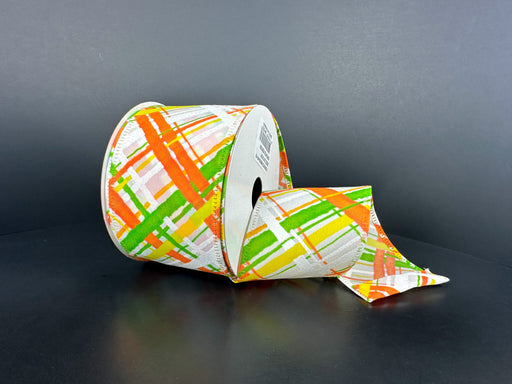 Wht Stn/Orng-Lime-Wht Glit Diag Pld, 2.5"X10Y 46626-40-19 - DecoExchange®