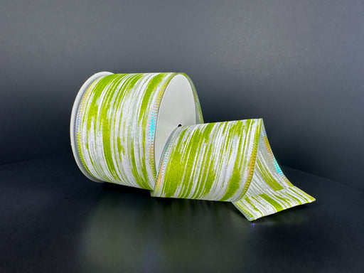 Wht Stn/Wht-Grn Mtlc Brush Ombre, 2.5"X10Y 46627-40-29 - DecoExchange®