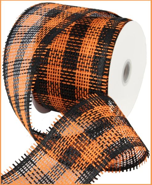 4"X20YD Woven Check Paper Mesh Black/Orange RR700236