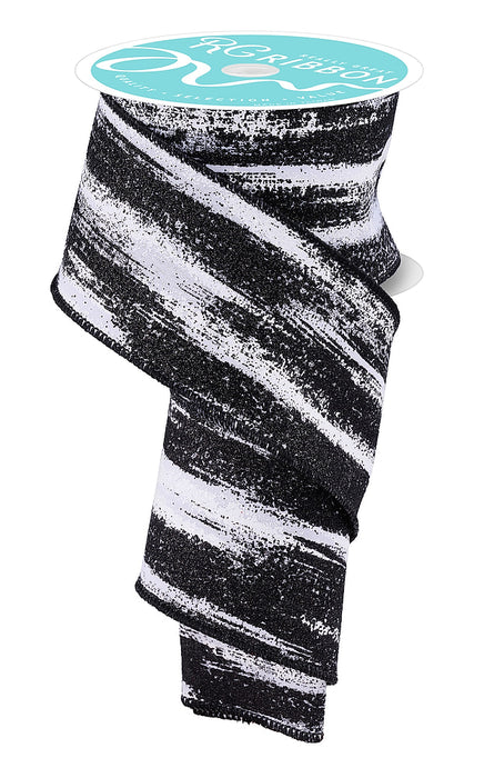 2.5"X10Yd Glitter Paint Strokes White/Black RGH1455L6