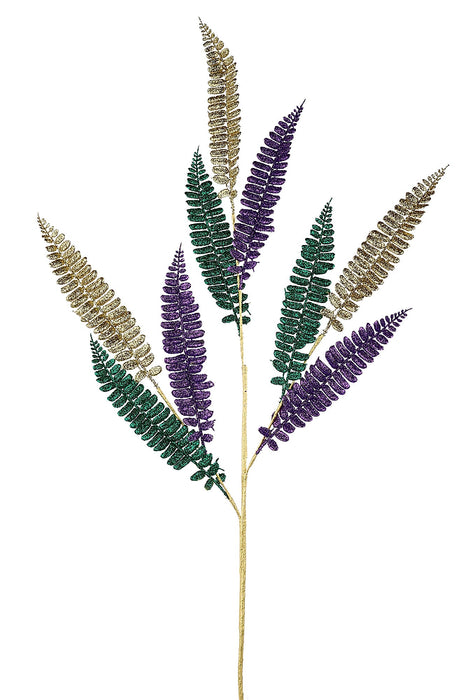35"L Glitter Fern Spray Mardi Gras HG3425
