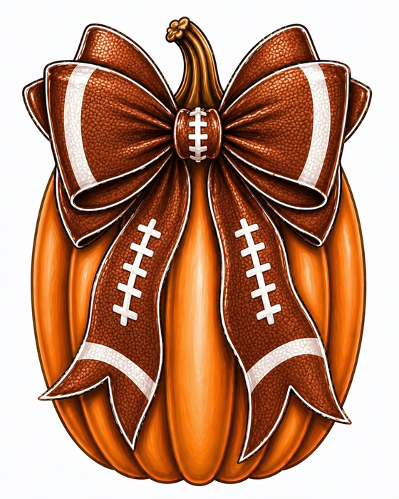 Football Pumpkin with Bow Sign,, MF-W-0018-DH, 22" Door Hanger