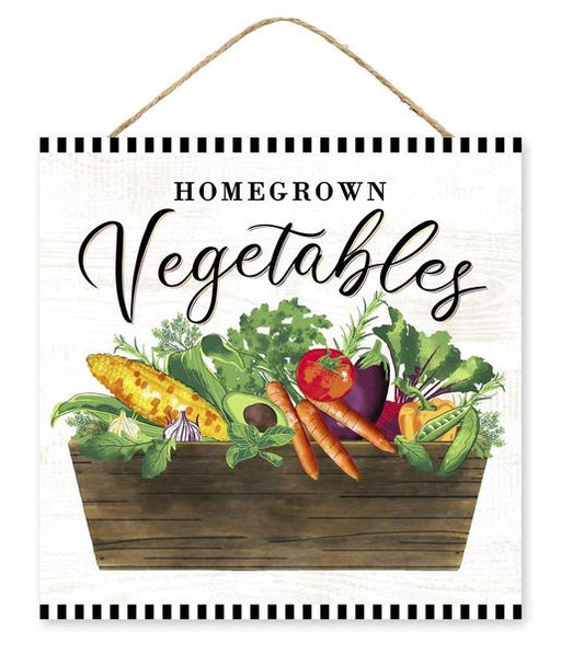 10"SQ Homegrown Vegetable Sign W/JUTE Grn/Ylw/Org/Ppl/Red/Blk AP7100