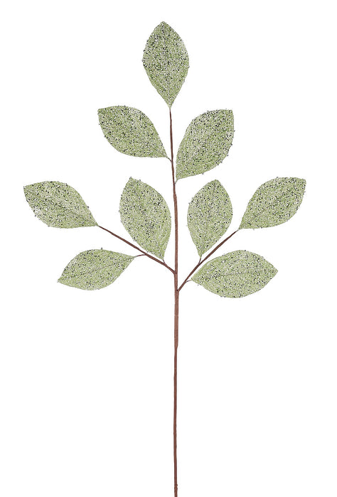 30"L Sequin/Glitter Fabric Leaf Spray Sage Green XS257631