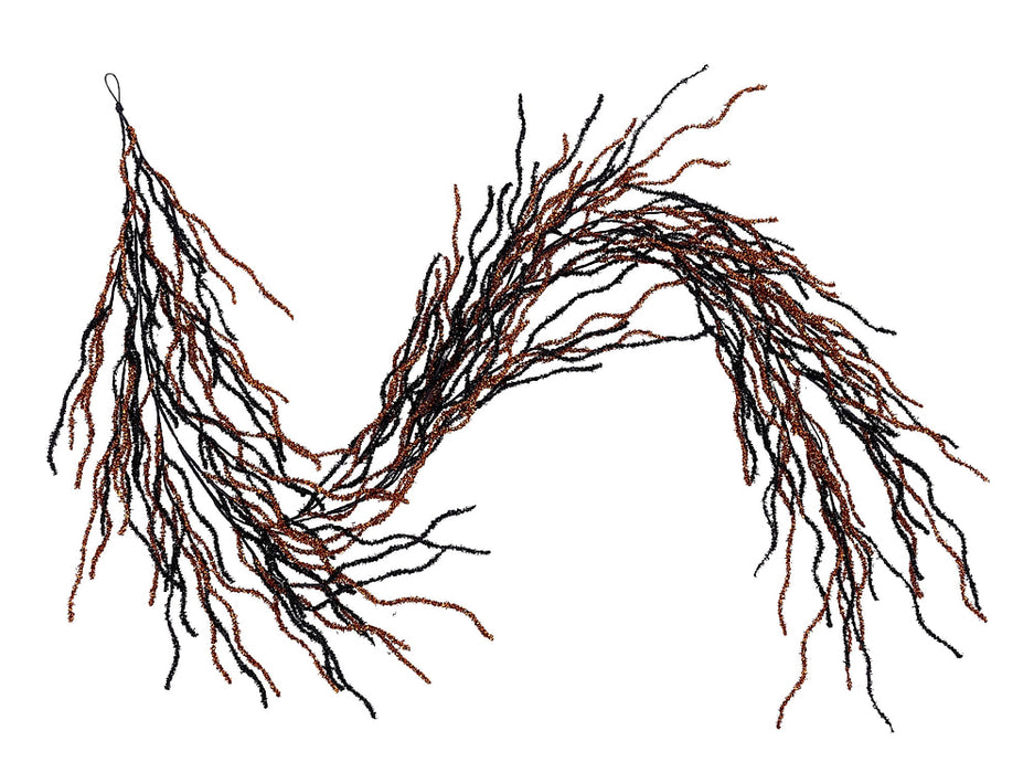 6'L Glitter/Folded Foil Twig Garland Orange/Black XS162659