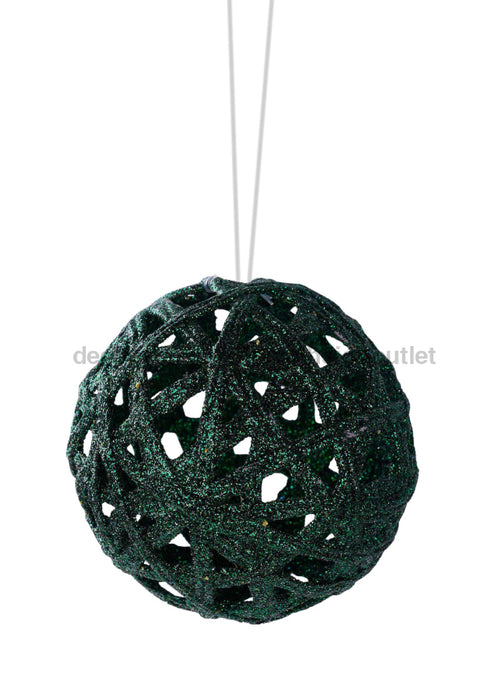 4’’Irid Glitter Lattice Ball W/Hanger Hunter Green Xj525912 Attachment