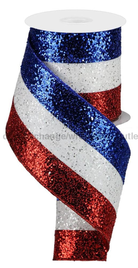 4’’X10Yd 3-In-1 Large Glitter Red/White/Royal Blue RG08015A1 Ribbon