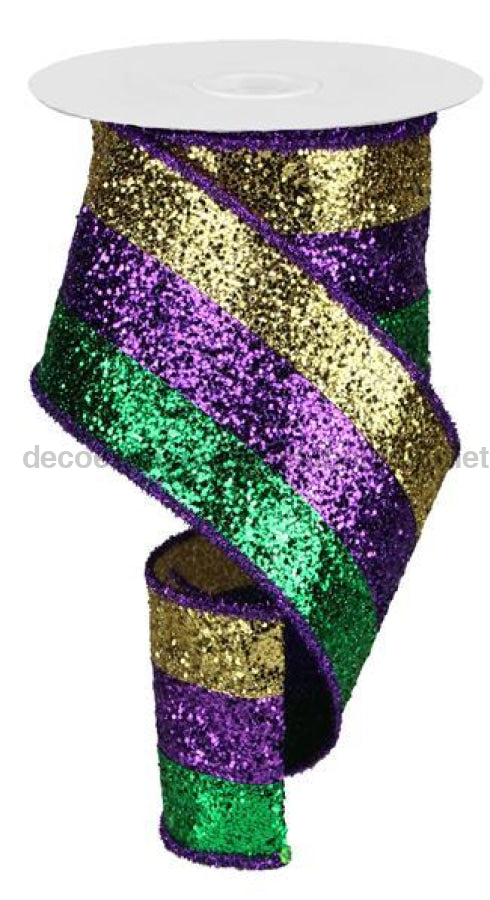 4"X10Yd 3-In-1 Large Glitter/Tinsel Mardi Gras RG8986AP - DecoExchange