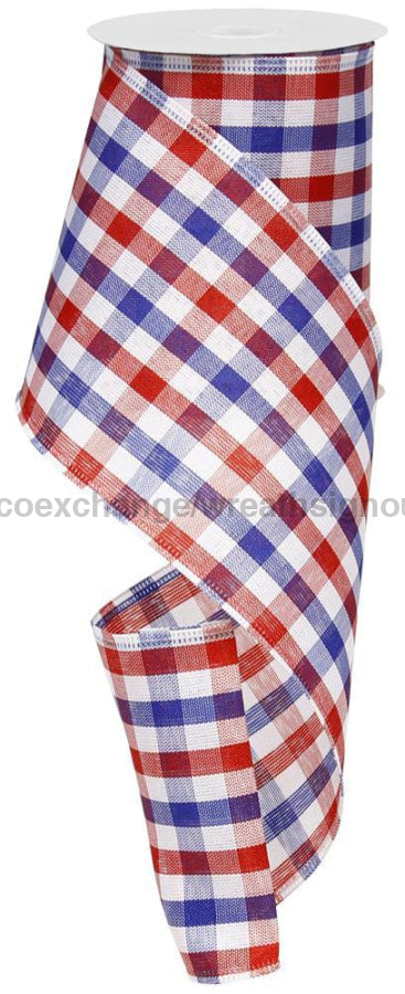 4’’X10Yd Check Red/White/Blue RG01056 ribbon