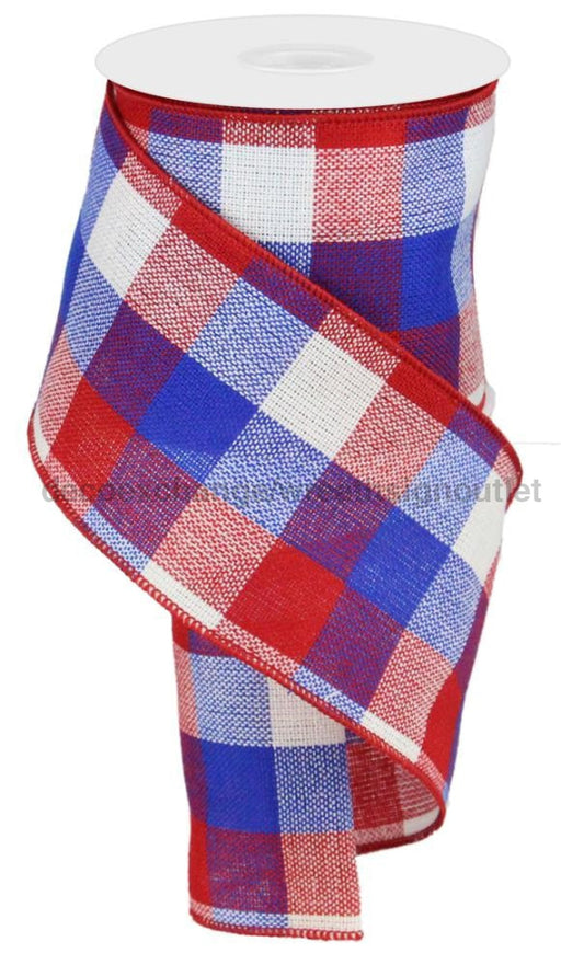 4’’X10Yd Check Red/White/Blue RGA1026 Ribbon