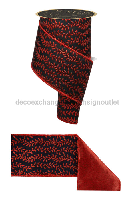 4’’X10Yd Foil Leaf Garland/Fused Black/Red LX3147CM Ribbon