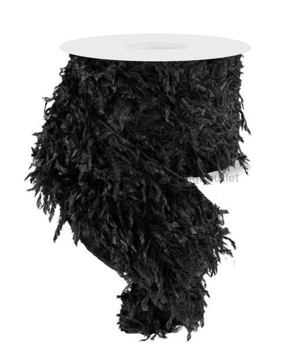 4X10Yd Furry Ribbon Black Rn588602