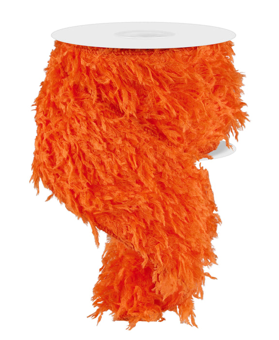4"X10Yd Furry Ribbon Orange RN588620 - DecoExchange