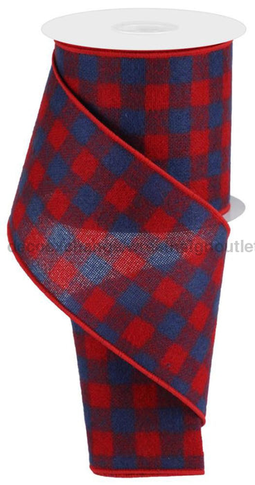 4’’X10Yd Fuzzy Flannel Buffalo Plaid Red/Royal Blue RG01029NW Ribbon