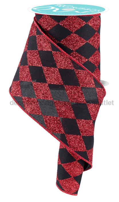 4’’X10Yd Harlequin Check Black/Red RGF1519CM Ribbon