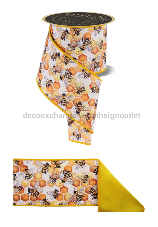 4’’X10Yd Honeycomb Bees/Fused Multi Yellow LX1066 ribbon