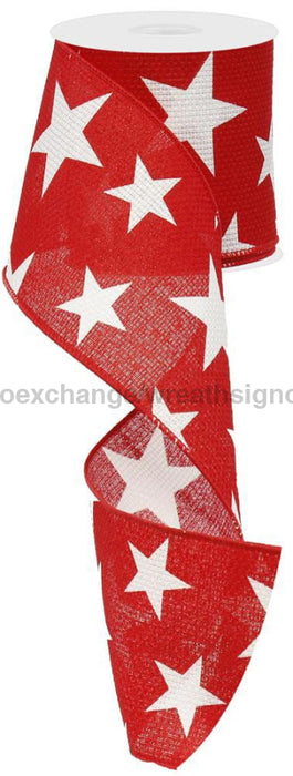 4’’X10Yd Large Stars On Cross Royal White/Red RG01270W7 Ribbon