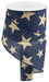4"X10Yd Large Stars On Faux Burlap Beige/Navy RGC1335K6 - DecoExchange
