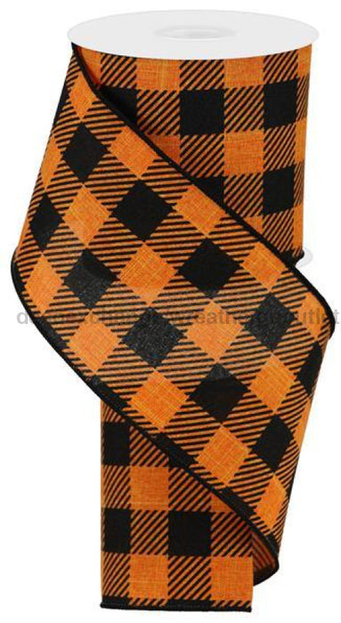 4"X10Yd Large Striped Check On Royal Orange/Black RGA141720 - DecoExchange®