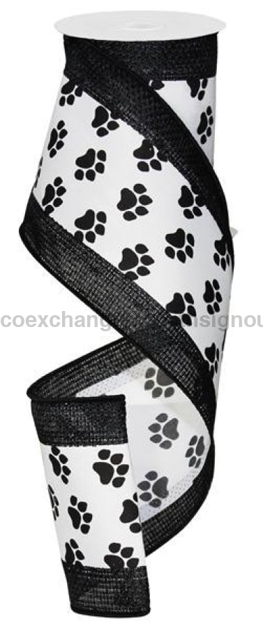 4"X10Yd Paw Print With Cross Royal White/Black RG8446X6 - DecoExchange
