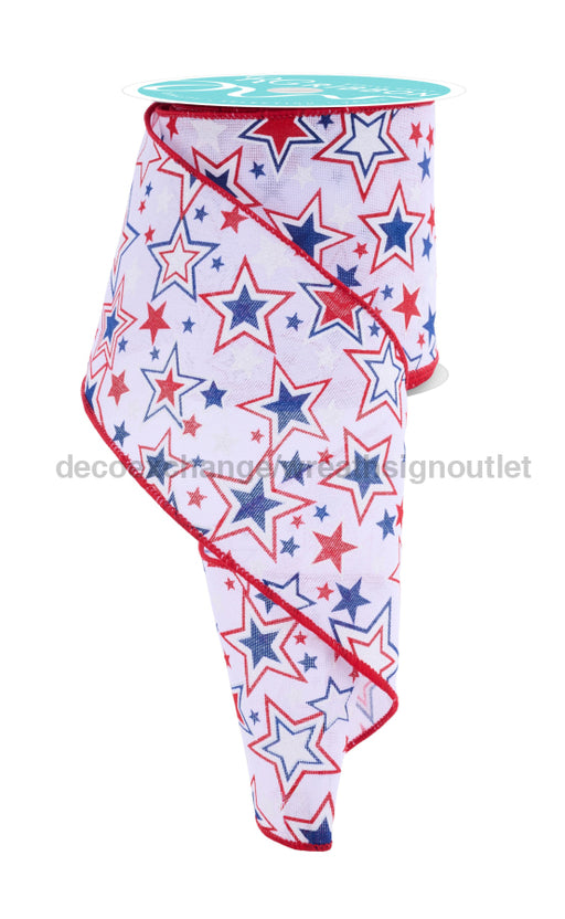 4’’X10Yd Printed Stars W/Glitter White/Red/Blue RGF158127 ribbon