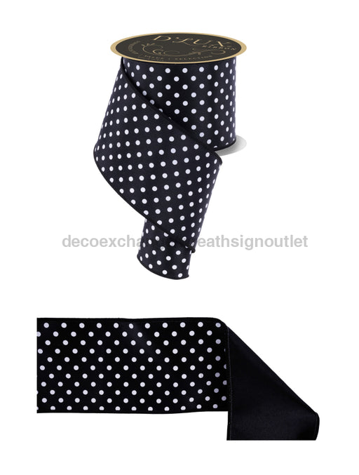 4’’X10Yd Small Polka Dot/Fused Black/White Lx303202 Ribbon