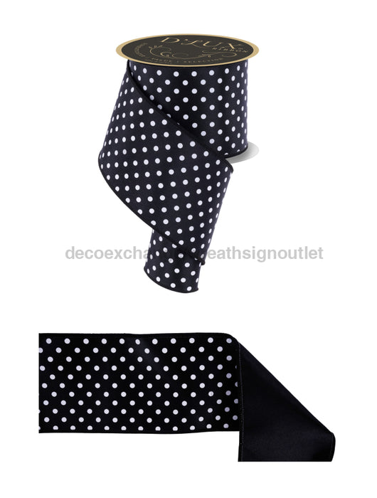 4’’X10Yd Small Polka Dot/Fused Black/White Lx303202 Ribbon