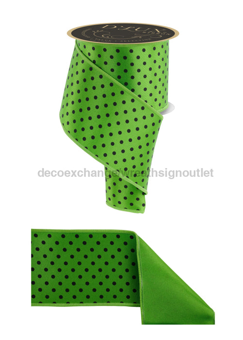 4’’X10Yd Small Polka Dot/Fused Fresh Green/Black Lx3048Lt Ribbon