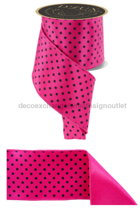 4’’X10Yd Small Polka Dot/Fused Hot Pink/Black Lx304811 Ribbon