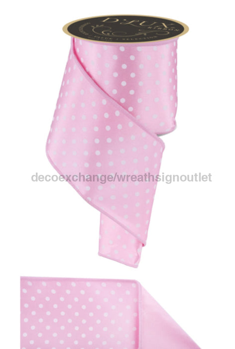 4’’X10Yd Small Polka Dot/Fused Pink/White Lx303222 Ribbon