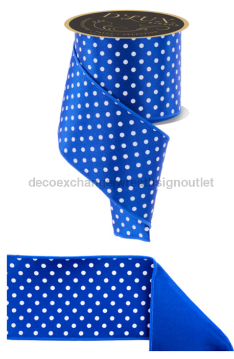 4’’X10Yd Small Polka Dot/Fused Royal Blue/White Lx303225 Ribbon