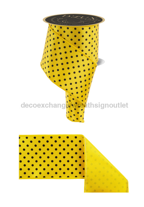 4’’X10Yd Small Polka Dot/Fused Yellow/Black Lx304829 Ribbon