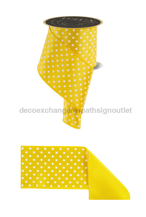 4’’X10Yd Small Polka Dot/Fused Yellow/White Lx303229 Ribbon