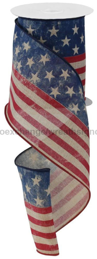 4’’X10Yd Stars And Stripes/Royal Tan/Red/Blue RG1917A7 ribbon