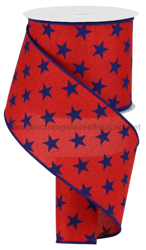 4’’X10Yd Stars On Royal Red/Navy Blue RGA111724 ribbon
