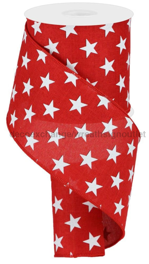 4’’X10Yd Stars On Royal Red/White RGA111424 Ribbon