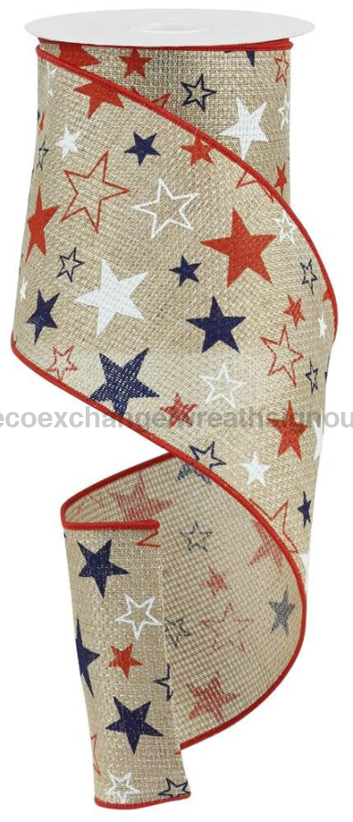 4’’X10Yd Stars Print/Cross Royal Red/White/Blue RG1392 ribbon
