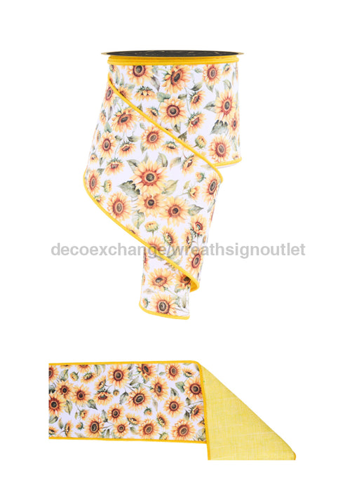 4’’X10Yd Sunflowers/Fused Yellow/Green/Brown Lx1031 Ribbon