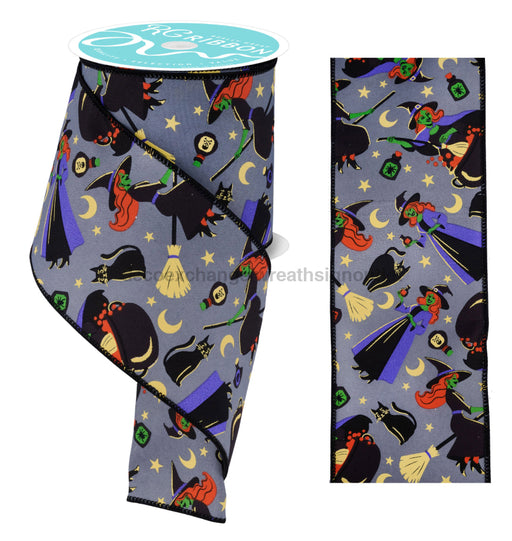 4’’X10Yd Vintage Witch Grey/Multi RGF198110 Ribbon