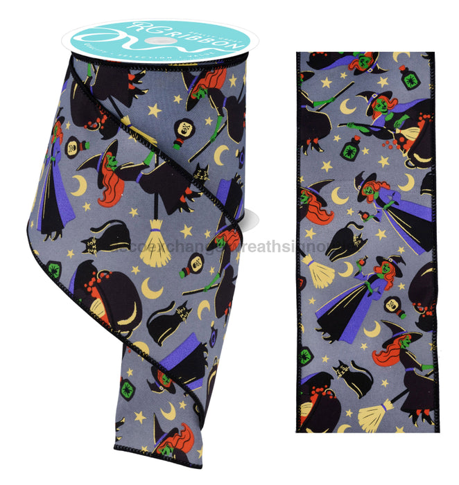 4’’X10Yd Vintage Witch Grey/Multi RGF198110 Ribbon