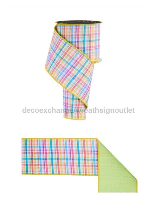 4’’X10Yd Watercolor Plaid/Fused Multi Lx1020Rt Ribbon