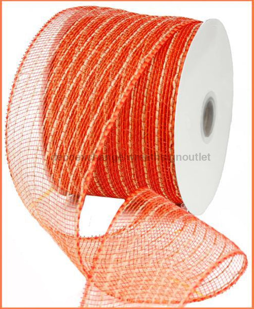 4"X25Yd Poly/Jute Mesh Orange/Red/Natural RY700533 - DecoExchange®