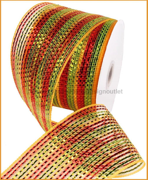 4’X25Yd Wide Multi Color Foil Mesh Red/Lime/Gold Rs2069T9 Ribbon