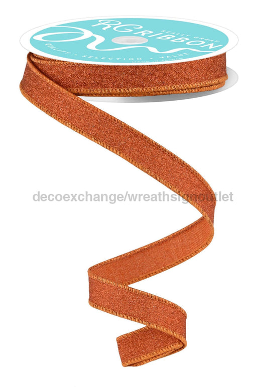 5/8’’X10Yd Fine Glitter On Royal Pumpkin Rgf1096Tc Ribbon