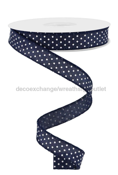 5/8’X10Yd Raised Swiss Dots On Royal Navy Blue/White Rge177619 Ribbon