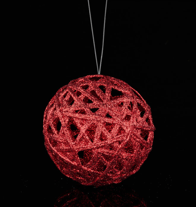 5" Glitter Lattice Ball Red Xy582524 - DecoExchange