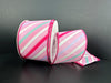 Pink Satin/Fuchsia-Teal-Lavender-White Diagonal Stripes, 2.5"X10Y 51604-40-44