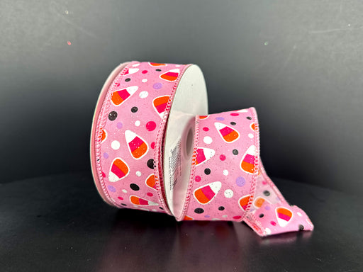 Pink Glittered Satin/Pastel Candy Corn, 1.5"X10Y 51608-09-03