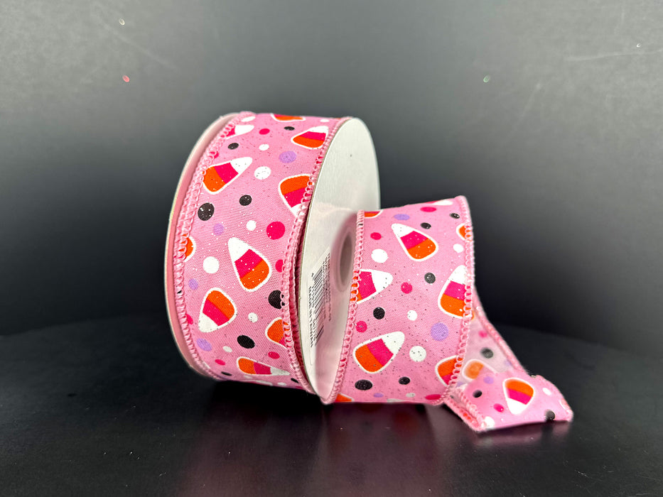 Pink Glittered Satin/Pastel Candy Corn, 1.5"X10Y 51608-09-03