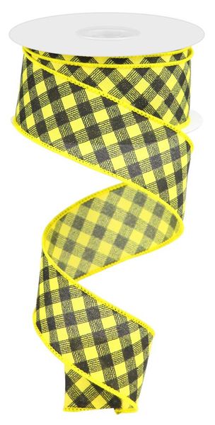 1.5"X10YD Bias Gingham Pattern Sun Yellow/Black RGC1330CJ